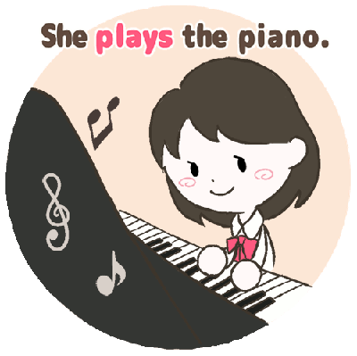She plays the piano.