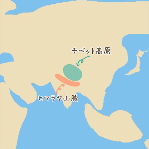 チベット高原　ヒマラヤ山脈