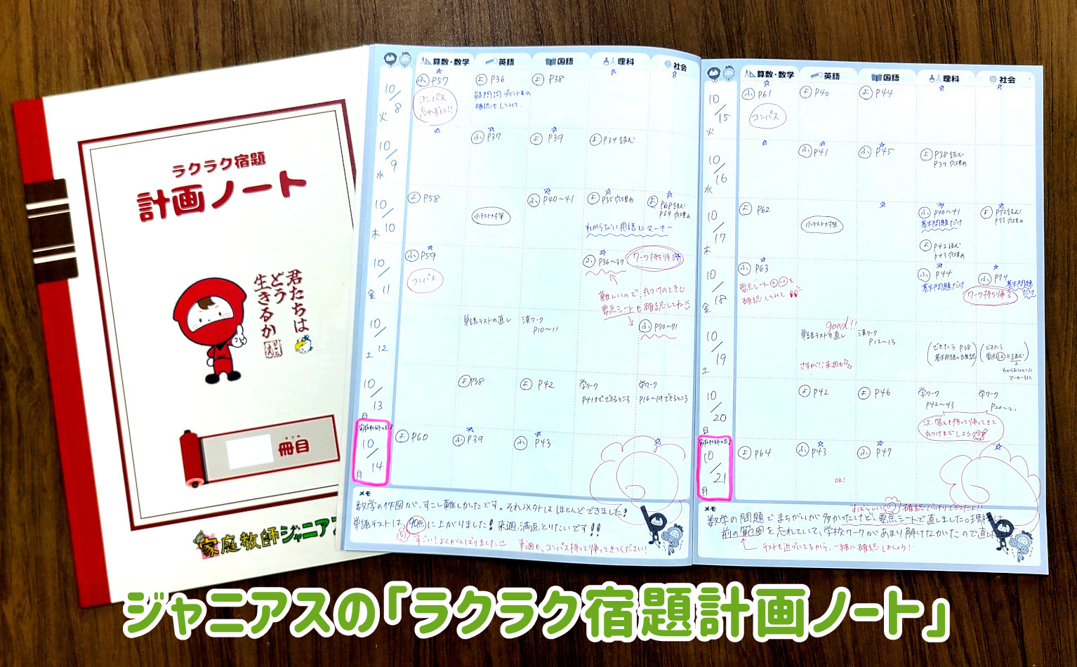 ジャニアスの「ラクラク宿題計画ノート」