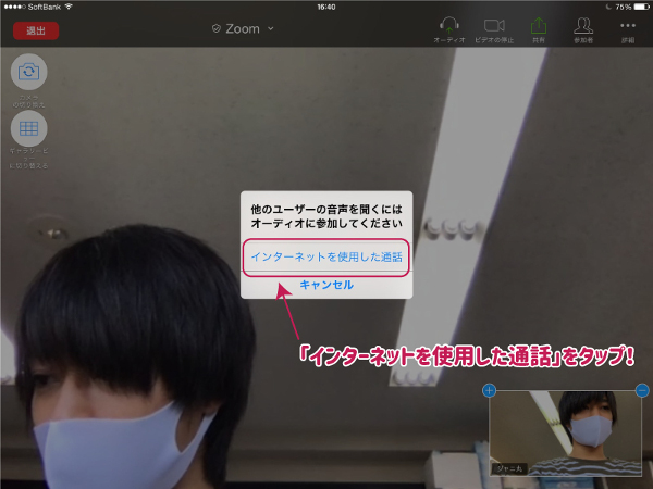 「インターネットを使用した通話」をタップ